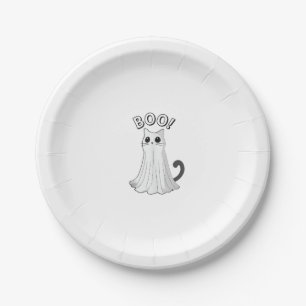 Prato De Papel Gato Fantasma Ghost do Boo Gatinho Ghost Galloween