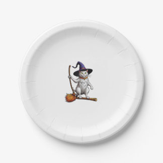 Prato De Papel Gato Feiticeiro Halloween Bruxas Mystical Cat Love