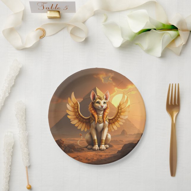 Prato De Papel Gato Místico Asalado Esfinge - Arte Fantástica Egí (Casamento)