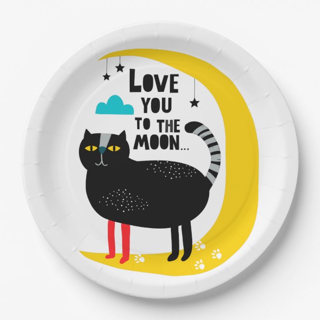 Prato De Papel Gato na lua (Frente)