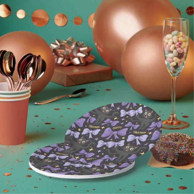 Prato De Papel Gato Negro Bonito e Preto Gato e Arco Invisível Ha (Múltiplo)