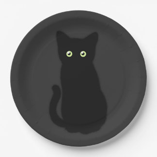 Prato De Papel Gato negro, gatinho fofo, clássico espetacular