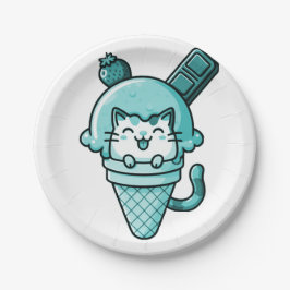 Prato De Papel Gato no Teal Cone