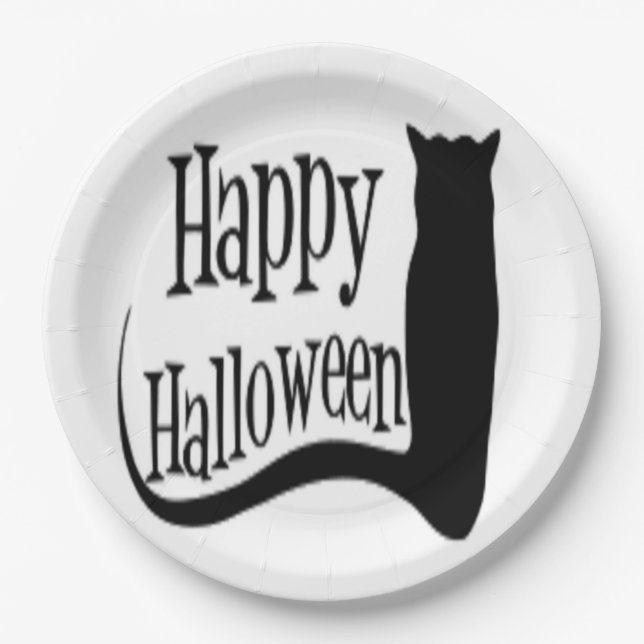 PRATO DE PAPEL GATO PRETO "HELLOWEEN" (Frente)