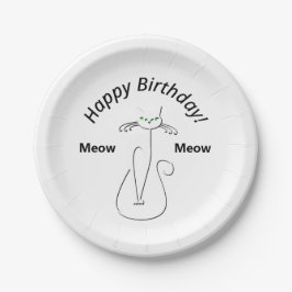 Prato De Papel Gato Preto Slinky Meow Meow 3 Texto Personalizado 