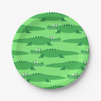 Prato De Papel Gator Alligator Crocodile Kids - primeiro aniversa
