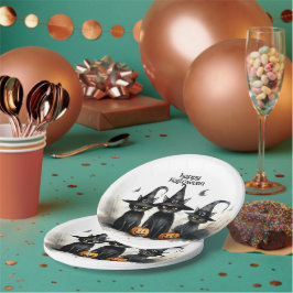 Prato De Papel Gatos de Testemunha de Cores Molhosos Pumpkins Hal