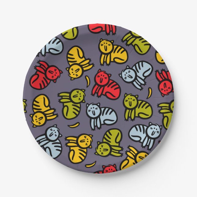 Prato De Papel Gatos e bananas (Frente)