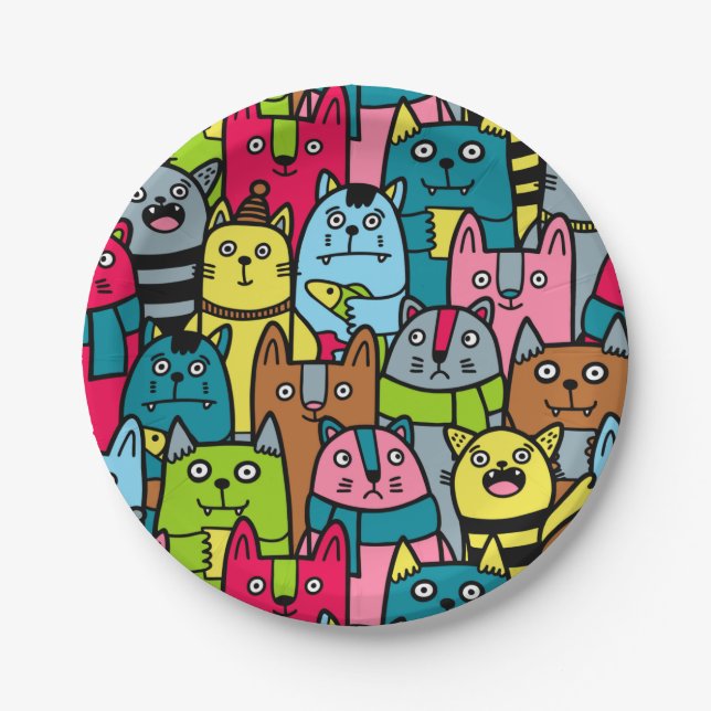 Prato De Papel Gatos e gatinhos (Frente)