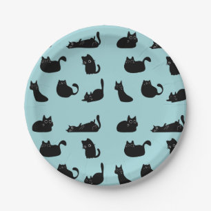 Prato De Papel Gatos Negros Engraçados