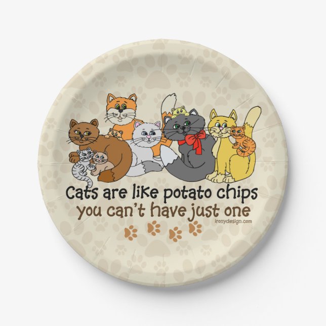 Prato De Papel Gatos são como batatas fritas (Frente)