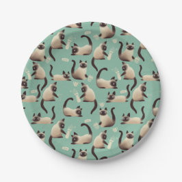 Prato De Papel Gatos Siameses Ruins A Arrancar Coisas