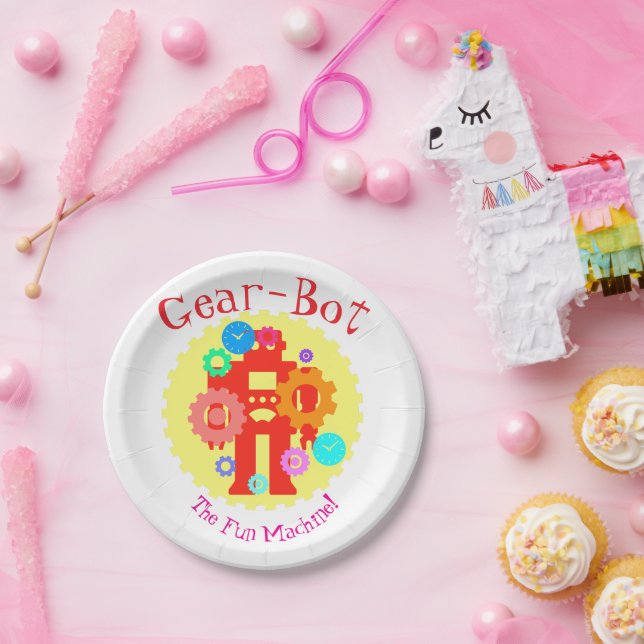 Prato De Papel Gear Robot (Festa)