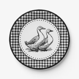 Prato De Papel Geese Gingham
