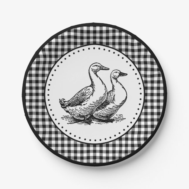 Prato De Papel Geese Gingham (Frente)