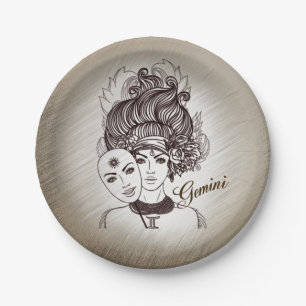 Prato De Papel Gêmeos Máscara Dama Zodíaco