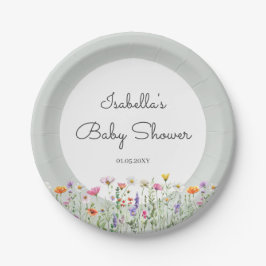 Prato De Papel Gender Neutral Boho Wildflower Baby Shower