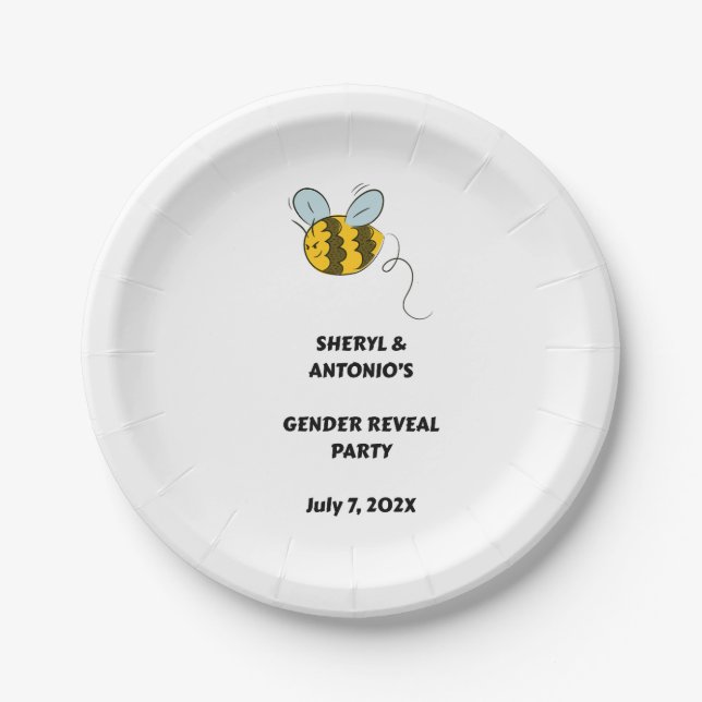 Prato De Papel Gender Reveal Bee Party (Frente)