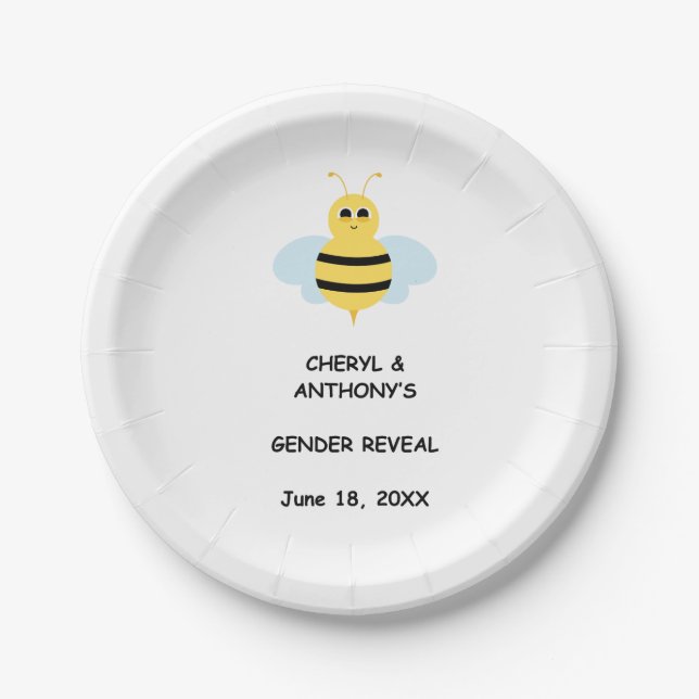 Prato De Papel Gender Reveal Bee Party (Frente)