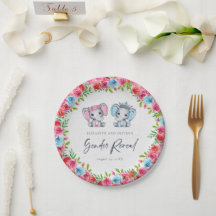 Gênero elefante Revelar Chá de fraldas Azul e Rosa