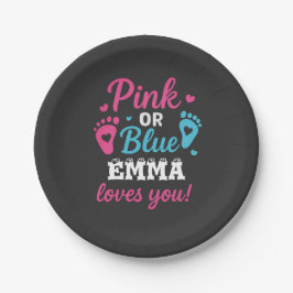 Prato De Papel Gênero Personalizado Revelar Rosa ou Azul Bebê