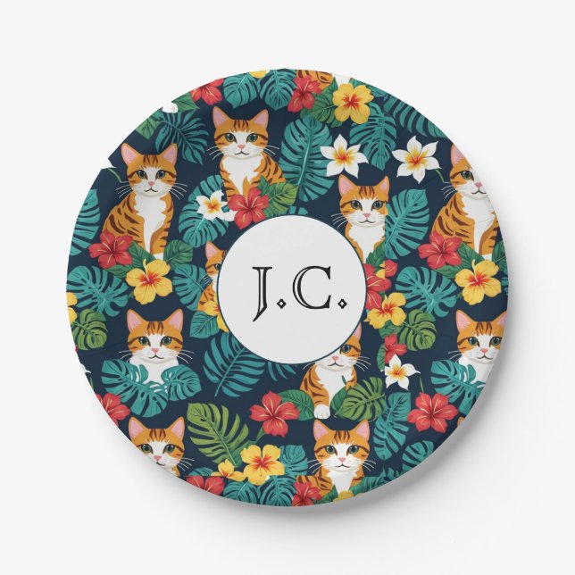 Prato De Papel Gengibre tropical com estilo de camisa havaiana Ca (Frente)