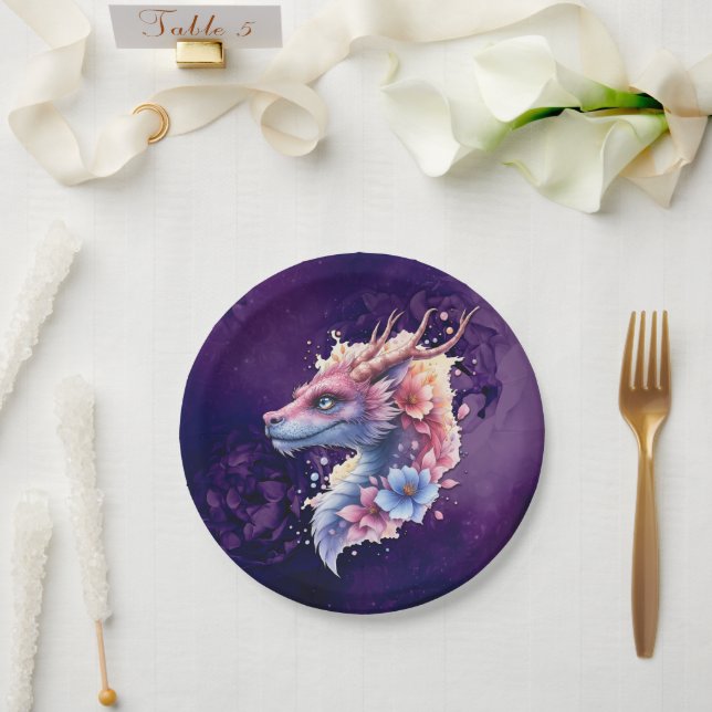 Prato De Papel Gentle Guardian Dragon.  (Casamento)