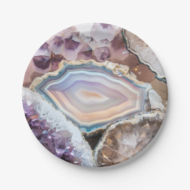 Prato De Papel Geode Crystal | Crystal Photo Paper Plates (Frente)