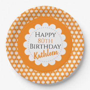 Prato De Papel Geometria alaranjada do citrino da cúrcuma