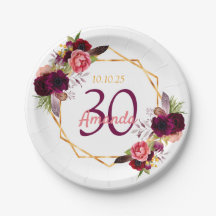 geometria floral floral branco-aniversário de 30 a