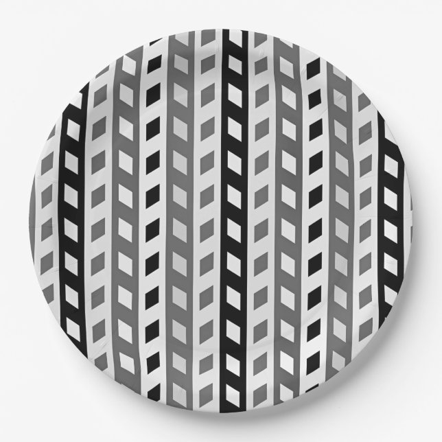 Prato De Papel Geometric Design, gray, black, white, (Frente)