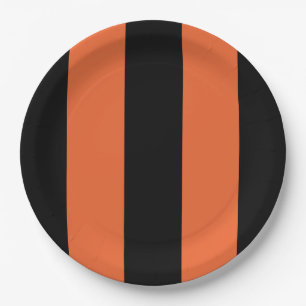 Prato De Papel Geométrica das faixas de cor laranja e preto
