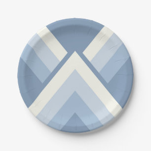 Prato De Papel Geométrico abstrato, azul e branco esbranquiçado 2