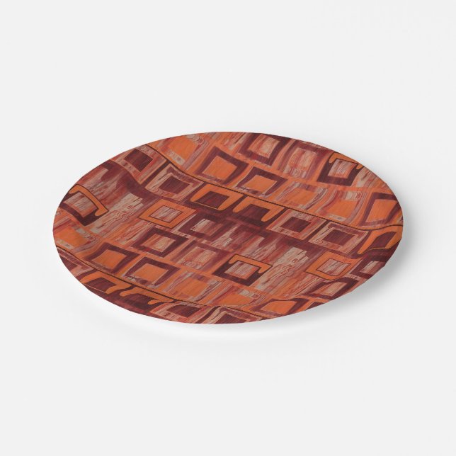 Prato De Papel Geométrico Vermelho e Laranja (Inclinado)