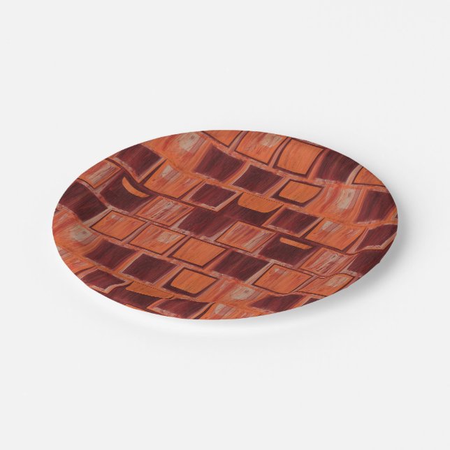 Prato De Papel Geométrico Vermelho e Laranja (Inclinado)