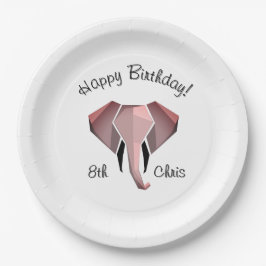 Prato De Papel  Geometrics Elephant Head Birthday Age and Name