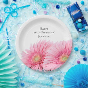 Prato De Papel Gerbera Daisies Elegante Fotografia Rosa Aniversá