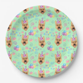 Prato De Papel German Shepherd Birthday Party Paper Plates Green