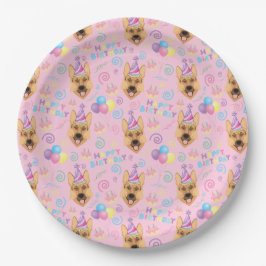 Prato De Papel German Shepherd Birthday Party Paper Plates Pink