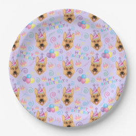Prato De Papel German Shepherd Birthday Party Paper Plates Purple