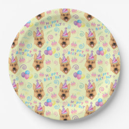 Prato De Papel German Shepherd Birthday Party Paper Plates Yellow
