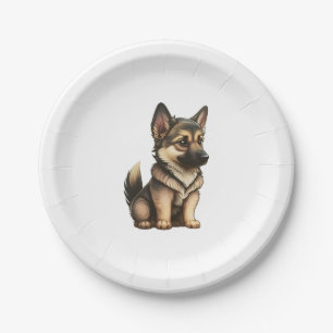 Prato De Papel German shepherd Chibi