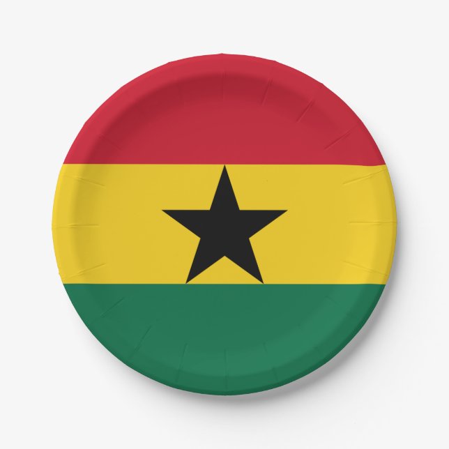 Prato De Papel Ghana flag Paper Plate (Frente)