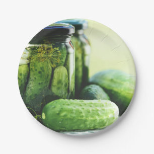 Prato De Papel Gherkins Comida Pickles Dill Cucumber Green