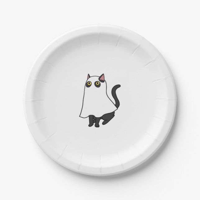Prato De Papel Ghost Cat Classic T-Shirt_2 (Frente)
