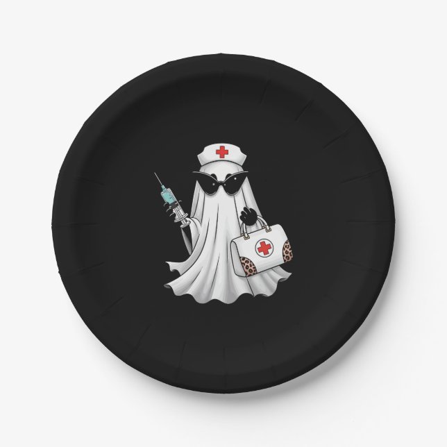 Prato De Papel Ghost Nurse Halloween (Frente)
