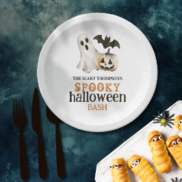 Prato De Papel Ghost Pumpkin Bat Name Spooky Halloween Bash