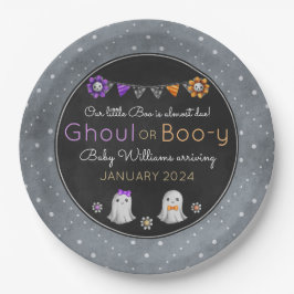 Prato De Papel Ghoul ou Boo-y Halloween revelam placas