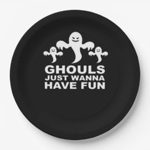Prato De Papel Ghouls Só Quer Divertir-Se No Halloween Engraçado