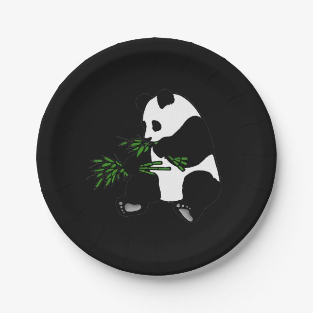 Prato De Papel Giant Panda Come Bamboo Black (Frente)